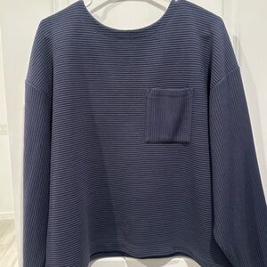 A New Day Dark Blue Ribbed Top